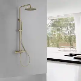 Душевая стойка ABBER Wasser Kreis AF8160GL с термостатом без излива, золото матовое