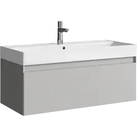 Тумба с раковиной подвесная Aqwella Geometria 100 GE01101ST, с одним ящиком, цвет серый туман