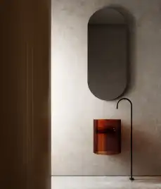 Раковина подвесная прозрачная ABBER KRISTALL 42х42х50 AT2704Opal, круглая, коричневая