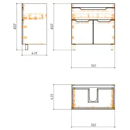 Тумба с раковиной Azario KANTRI 80/1Н CS00097256, напольная+двери с раковиной Фостер 80, белая