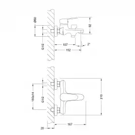 Смеситель для ванны Lemark Point LM0314C, однорычажный, с коротким изливом, Хром
