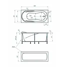 Акриловая ванна 1Marka MEDEA 150х70 Прямоугольная белая 01ме1570