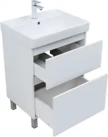 Тумба под раковину Aquanet Вега 60 напольная, белый глянец, 344121