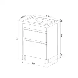 Тумба с раковиной IDDIS Zodiac X 60, напольная, Белая, ZDX60WFi95K