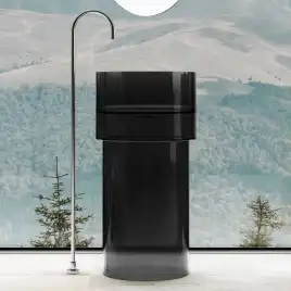 Раковина напольная ABBER KRISTALL 45х45х90 AT2701Onyx-H, круглая, черная