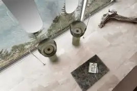 Раковина напольная ABBER KRISTALL 45х45х90 AT2702Vesuvian-H, круглая, оливковая