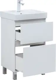 Тумба под раковину Aquanet Вега 50 напольная, белый глянец, 344120