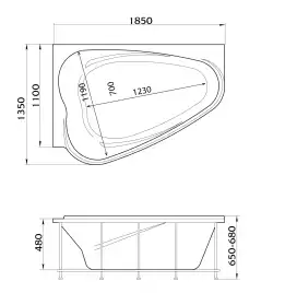 Акриловая ванна Marka One LOVE 185х135 01лв1813п правая, Белая