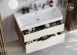 Тумба под раковину Aquaton Оливия 90 1A254401OLVG0 подвесная цвет, бежевый / дуб велл