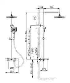 Душевая система  Vincea Next VSFS-1N1TMB VSFS-1N1TMB  с термостатом, черный матовый