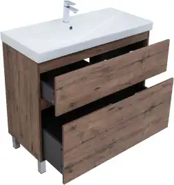 Тумба под раковину Aquanet Алвита New 100 напольная, дуб веллингтон табак, 344130