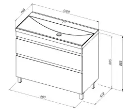 Тумба под раковину Aquanet Нота New 100 напольная, дуб веллингтон табак, 344148