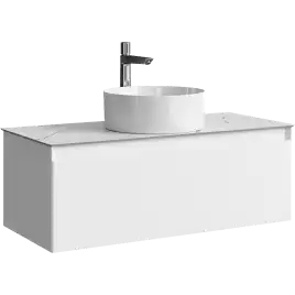 Тумба с раковиной подвесная Aqwella Geometria 100 GE01101WM+STG1014X456MW, со столешницей мрамор белый, цвет белый