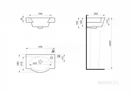Раковина Santek Форум 45 отверстие под смеситель справа 1WH110545