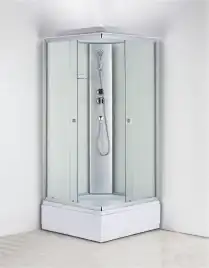 Душевая кабина Loranto 100х100 CS-990ETM/W-100, средний поддон, цвет профиля матовый хром