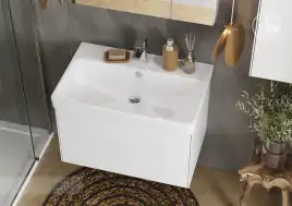 Тумба под раковину Aquaton Асти 70 1A263001AX2B0 подвесная цвет, белый глянец  / белый матовый