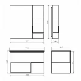 Тумба с умывальником Comforty Франкфурт 90 Дуб шоколадно-коричневый, 00-00002048