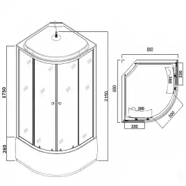 Душевая кабина Loranto 90х90, средний поддон, Матовое стекло, CS-985TM/W-90