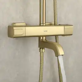 Душевая система Gappo G2491-3 с тропическим душем и термостатом, Золото матовое