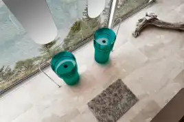 Раковина напольная ABBER KRISTALL 45х45х90 AT2701Aquamarin, круглая, бирюзовая