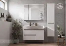 Тумба под раковину Aquaton Нортон 100 1A249001NT010 подвесная цвет, белый глянец / дуб эндгрейн