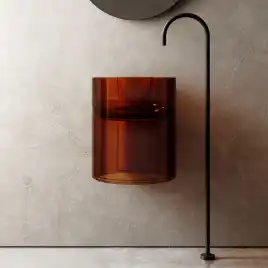 Раковина подвесная прозрачная ABBER KRISTALL 42х42х50 AT2704Opal, круглая, коричневая