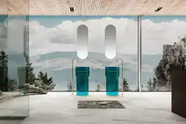 Раковина напольная ABBER KRISTALL 45х45х90 AT2701Aquamarin, круглая, бирюзовая