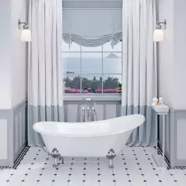 Ванна из литьевого мрамора  Aqua de Marco EDELWEISS 170х78 с серебряными ножками Белая 1170WSEDE