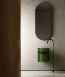 Раковина подвесная прозрачная ABBER KRISTALL 42х42х50 AT2704Emerald, круглая, зеленая