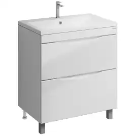 Тумба под раковину Grossman Виста 75 напольная, белая глянцевая (107565)