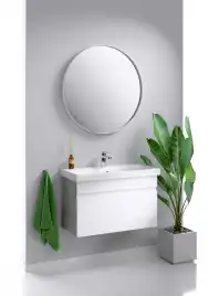 Тумба с раковиной подвесная Aqwella Smart 80 см, SRT0108BS, цвет Бетон светлый