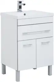 Тумба под раковину Aquanet Верона 58 белый (напольная 1 ящик 2 дверцы) 182507