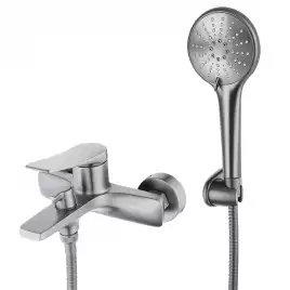 Смеситель для ванны Lemark Bronx LM3714GM, однорычажный, с коротким изливом, Графит брашированный