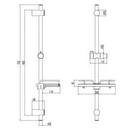 Стойка для душа Lemark LM3775BL с полочкой Черный