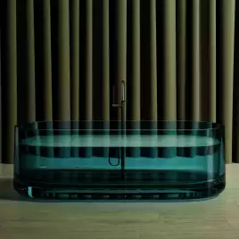 Прозрачная ванна ABBER Kristall 170х75 AT9708Aquamarin бирюзовая
