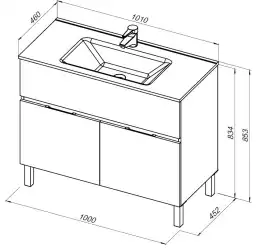Тумба под раковину Aquanet Алвита New 100 1 ящик, 2 дверцы, белый матовый 277554