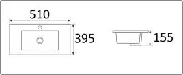 Умывальник CeramaLux 9393-50 510х395х155 Полувстраиваемая цвет Белый