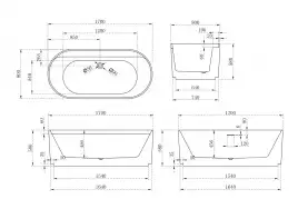 Акриловая ванна Abber 170х80 AB9444MW, отдельностоящая, Белая матовая