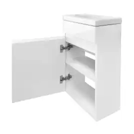Тумба с раковиной Azario Эстима 40 CS00094576 левая подвесная, Белая глянцевая