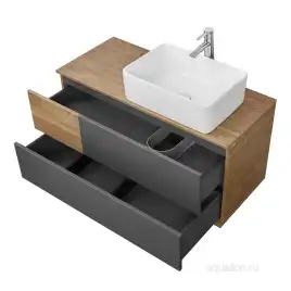 Тумба под раковину Aquaton Терра 105 1A246901TEKA0 подвесная правая, цвет дуб кантри / антрацит