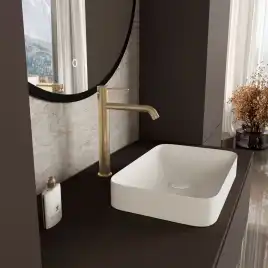 Смеситель для раковины Vincea City VBF-2C2BG однорычажный, брашированное золото