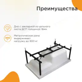 Акриловая ванна Radomir Джоанна 120х70 (2-01-0-0-1-253Р), на каркасе, белая