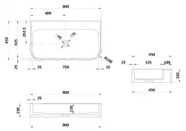 Раковина подвесная ABBER STEIN 80х45х15 AS2652-0.8, прямоугольная, белая матовая