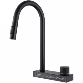 Смеситель для кухни Abber Wasser Kreis AF8114B с выдвижной лейкой, Черный матовый