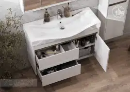 Тумба под раковину Aquaton Нортон 100 1A249001NT010 подвесная цвет, белый глянец / дуб эндгрейн