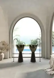 Раковина напольная ABBER KRISTALL 45х45х90 AT2703Black-Vesuvian, круглая, черный/оливковый