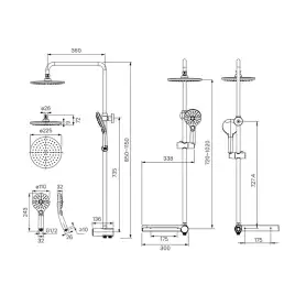 Душевая система IDDIS Ray RAYSW3Fi76 с верхним тропическим душем цвет, Глянцевый хром