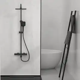 Душевая система  Vincea Cube VSFS-1C1MB VSFS-1C1MB для ванны с изливом, черный матовый