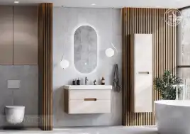 Тумба под раковину Aquaton Оливия 90 1A254401OLVG0 подвесная цвет, бежевый / дуб велл