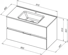 Тумба под раковину Aquanet Алвита New 90 2 ящика, дуб веллингтон табак 334187